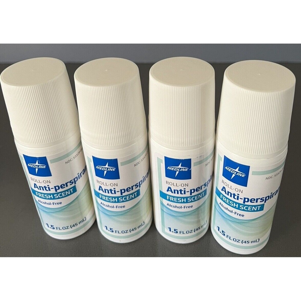 4 Medline Roll On Anti-Perspirant Fresh Scent 1.5 FL OZ Alcohol Free EXP 01/27